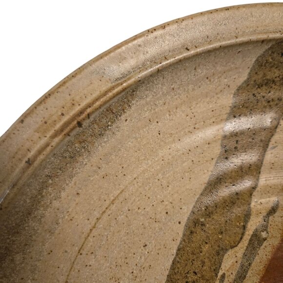 Stoneware Pottery Wall Art Plate Abstract Design Signed Handmade Neutral Tones - Picture 14 of 16